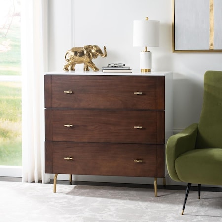 Safavieh Genevieve 3 Drawer Dresser - White & Gold DRS5000B